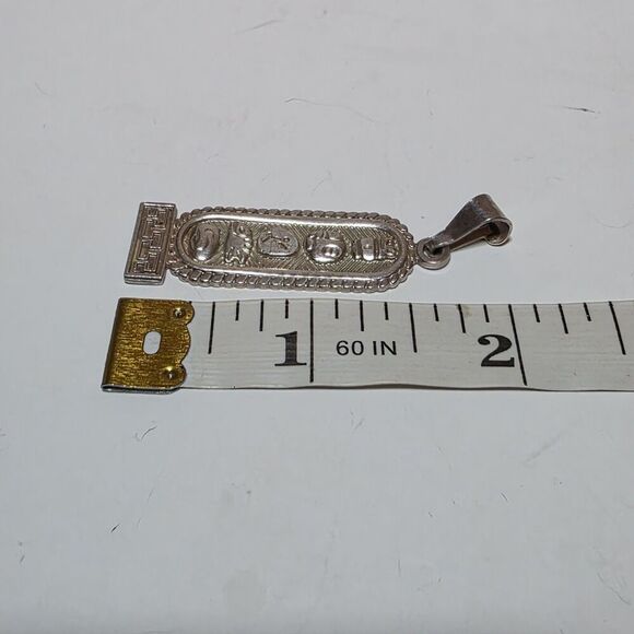 Vintage Sterling Silver .925 Oro Maya Aztec Cartouche Pendant 2 In. Long 5 Grams - Picture 2 of 8